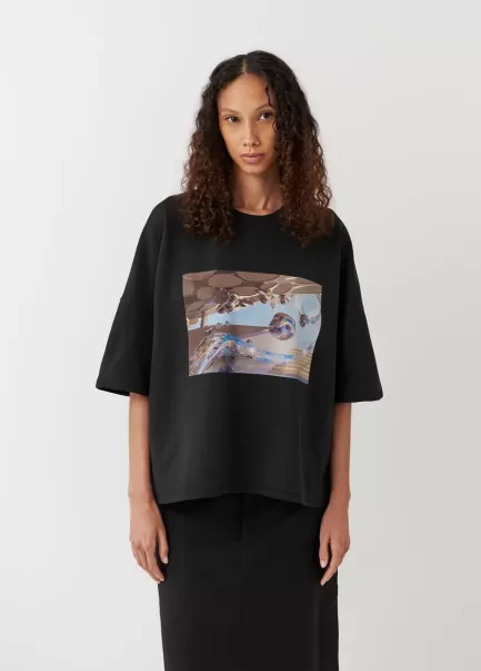 Noir Textile Boxy T-Shirt X Micky Ho Vagabond T-Shirts Femme
