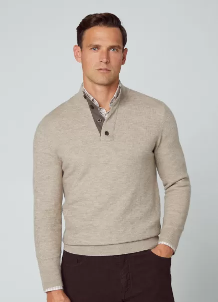 Accessible Tan Brown Pulls Homme Pull À Col Boutonné Hackett London