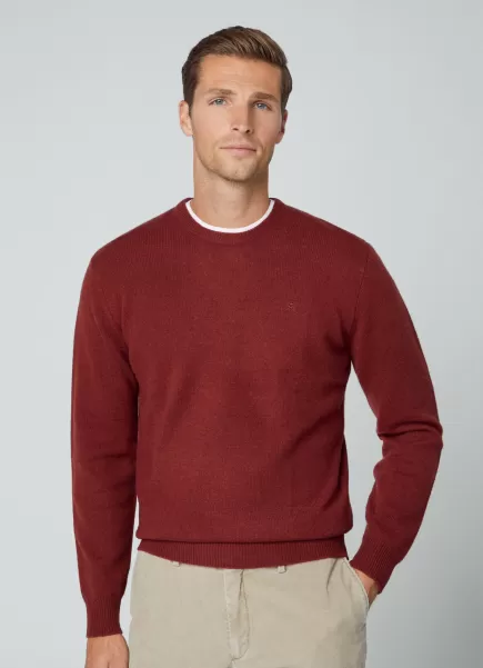 Brick Red Hackett London Pull Col Rond En Laine Homme Pulls Confort