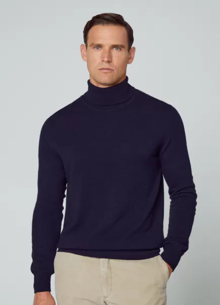 Homme Authentique Pulls Navy Hackett London Pull Col Montant