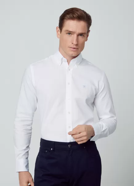 Hackett London Spacieux Chemises Homme Chemise En Coton Oxford Coupe Slim White