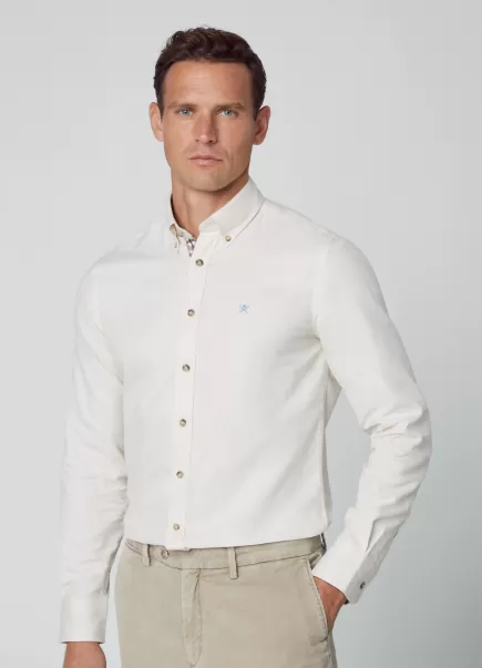 Haute Qualité Chemise En Coton Coupe Slim Ecru White Hackett London Chemises Homme