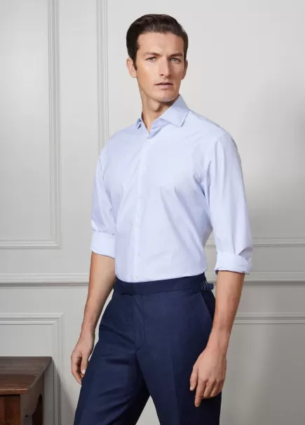 Hackett London Chemises White/Blue Flexible Chemise À Carreaux Coupe Classique Homme