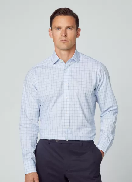 Blue/White Chemises Hackett London Chemise À Carreaux Coupe Classique Homme Haute Qualité