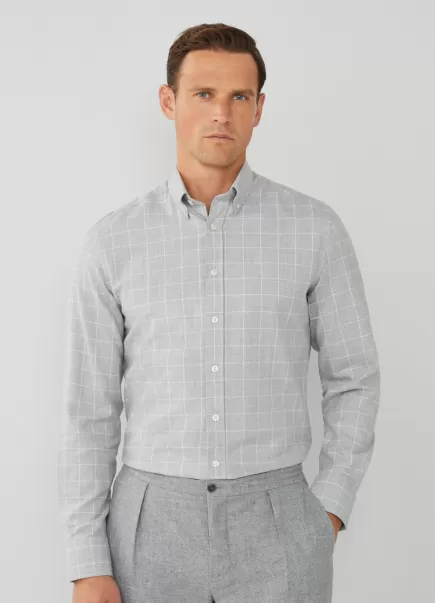 Grey/White Hackett London Chemise À Carreaux Coupe Slim Homme Chemises Abordable