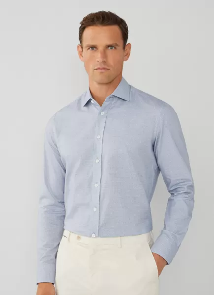 Homme Hackett London Chemise À Foulard Coupe Slim Chaleureux Chemises Blue/Grey