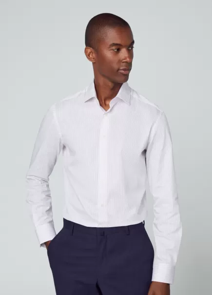 2024 Chemises Pink/White Chemise À Rayures Coupe Slim Hackett London Homme