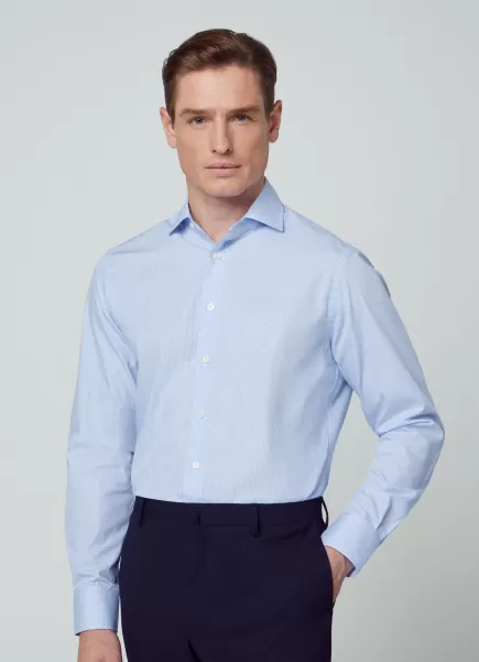White/Blue Chemises Hackett London Collection Homme Chemise À Rayures Coupe Slim