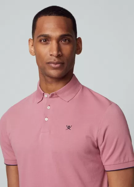 Rose Pink Polos Hackett London Homme Stimulant Polo Avec Logo Brodé En Coton