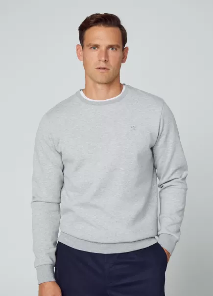 Sweatshirts Prix Exceptionnel Light Grey Sweat-Shirt Double Maille Hackett London Homme
