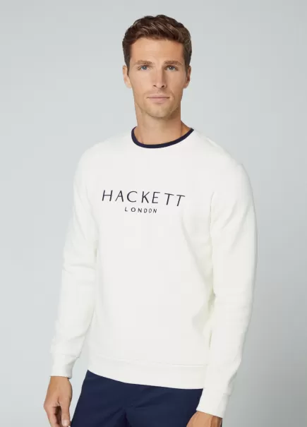 Antique White Homme Prix Moyen Hackett London Sweatshirts Sweat-Shirt Avec Logo Héritage