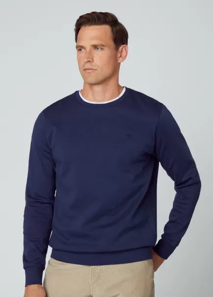 Navy Sweatshirts Captivant Hackett London Sweat-Shirt Double Maille Homme
