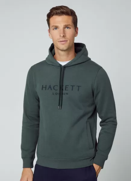 Hackett London Sweatshirts Sweat À Capuche Héritage Dark Green Homme Prix Soldé