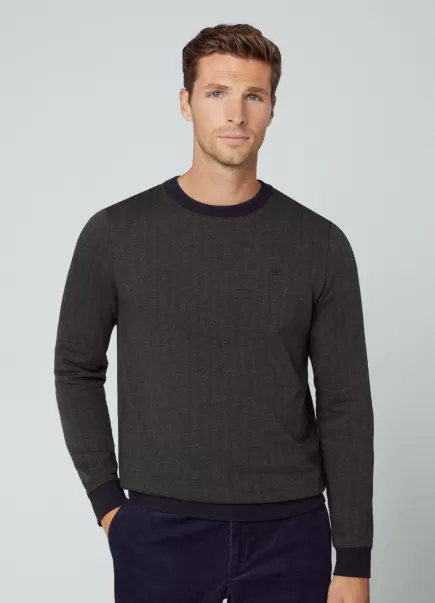 Homme Sweatshirts Khaki Sweat-Shirt En Tissu À Chevrons Hackett London Pratique