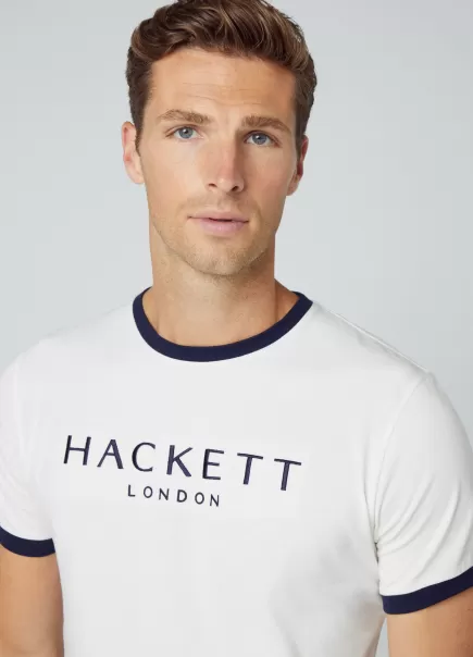 T-Shirt Héritage Avec Logo Brodé Antique White Homme 2024 T-Shirts Hackett London