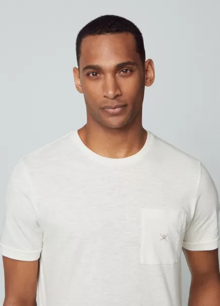Hackett London T-Shirt À Poche Avec Logo Brodé Homme Chaleureux Off White T-Shirts