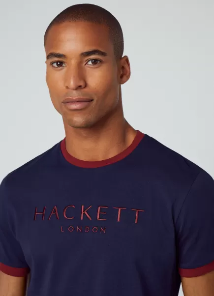 T-Shirts Épuré Navy T-Shirt Héritage Avec Logo Brodé Homme Hackett London
