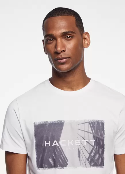 T-Shirts Hackett London T-Shirt Imprimé Coupe Classique Homme Biologique White