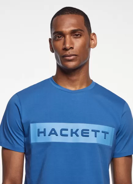 Homme Aimer Hackett London T-Shirts Blue T-Shirt Imprimé Logo