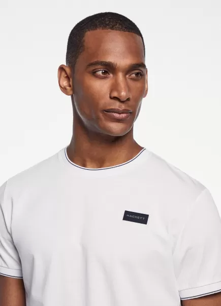 Hackett London White Homme Compact T-Shirt Avec Logo Coupe Classique T-Shirts