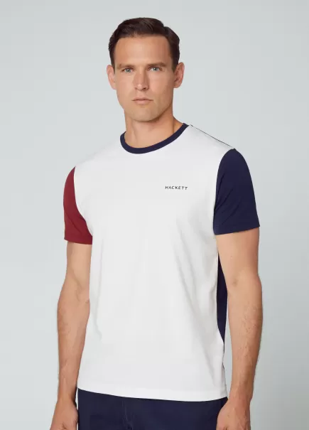 Homme Hackett London T-Shirts T-Shirt Héritage Color Block White Étonnant