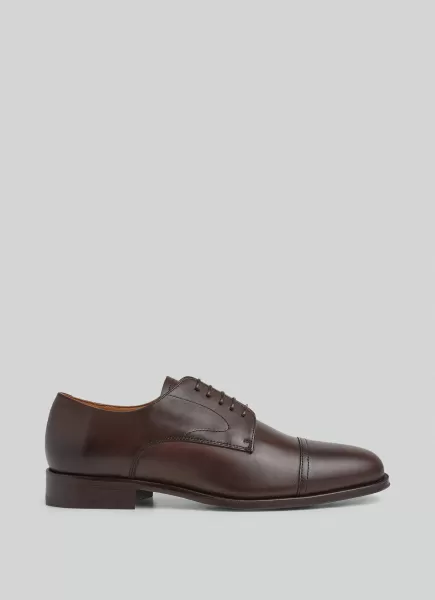 Dark Brown Chaussures Blucher En Cuir La France Chaussures De Ville Homme Hackett London