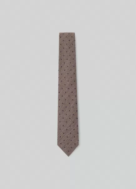 Incroyable Cravates Et Pochettes Homme Hackett London Cravate À Imprimé Pois En Coton Taupe Beige