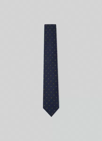 Sortie Hackett London Homme Cravates Et Pochettes Navy Cravate À Imprimé Conifères