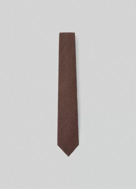 Pas Cher Cravates Et Pochettes Homme Cravate À Imprimé Micro-Pois Brown Hackett London