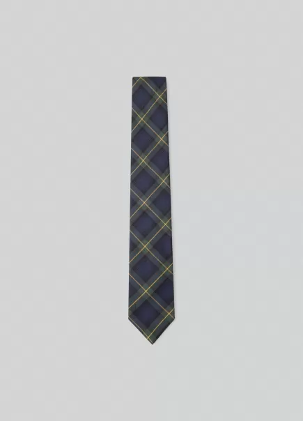 Homme Cravates Et Pochettes Prix Bradé Cravate À Carreaux Gordon Hackett London Navy/Green