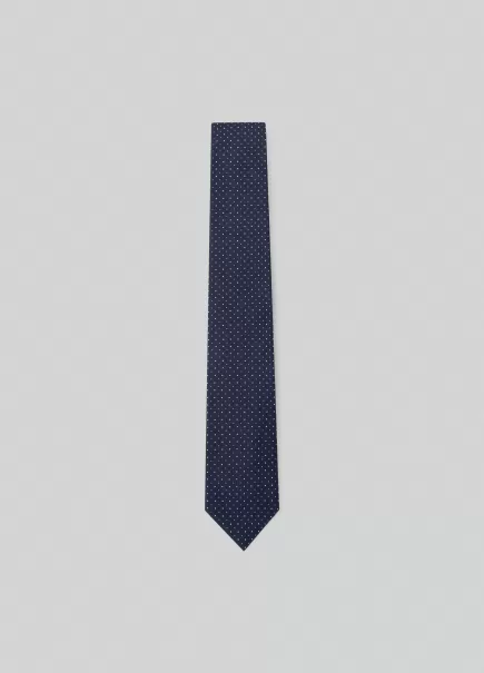 Hackett London Joli Homme Cravates Et Pochettes Navy/White Cravate En Soie À Imprimé Pois