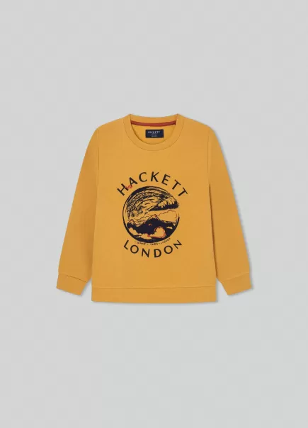 Trouver T-Shirts Et Sweatshirts Sweat-Shirt Avec Illustration Imprimée Mustard Brown Hackett London Homme