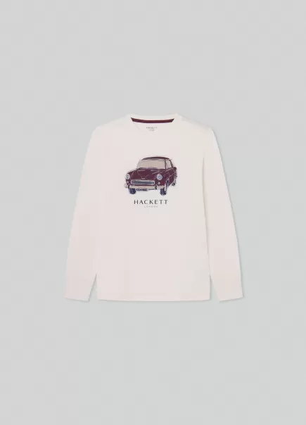 White Magasin En Ligne Hackett London Homme T-Shirts Et Sweatshirts T-Shirt Imprimé Voiture Vintage
