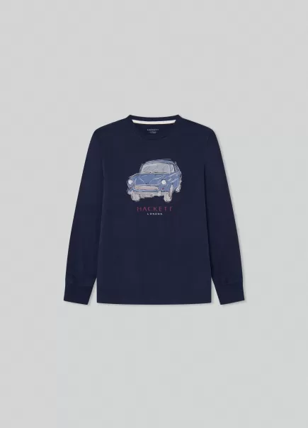 Chaud Homme T-Shirt Imprimé Voiture Vintage T-Shirts Et Sweatshirts Navy Hackett London