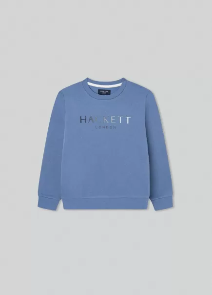 Steel Blue Hackett London Homme Produit T-Shirts Et Sweatshirts Sweat-Shirt Avec Imprimé Logo