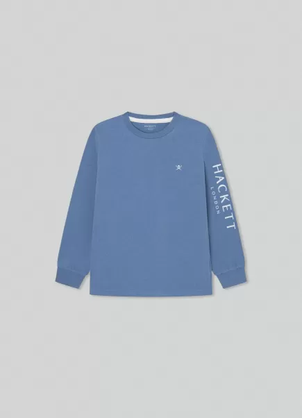 Pratique Steel Blue Homme T-Shirts Et Sweatshirts T-Shirt Logo Imprimé Manches Hackett London