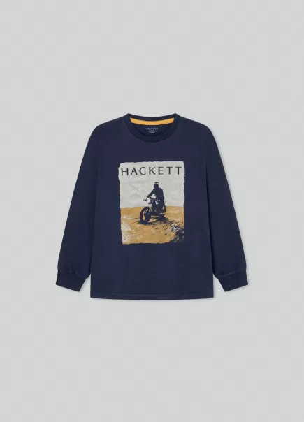 T-Shirt Imprimé Moto Prix Réduit Navy Hackett London T-Shirts Et Sweatshirts Homme