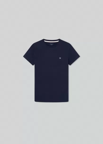 T-Shirts Et Sweatshirts Navy Hackett London T-Shirt Basique Avec Logo Brodé Homme 2024