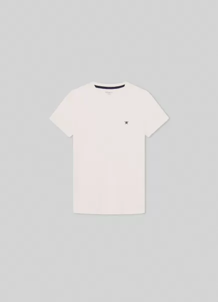 Réduction White Homme T-Shirt Basique Avec Logo Brodé T-Shirts Et Sweatshirts Hackett London